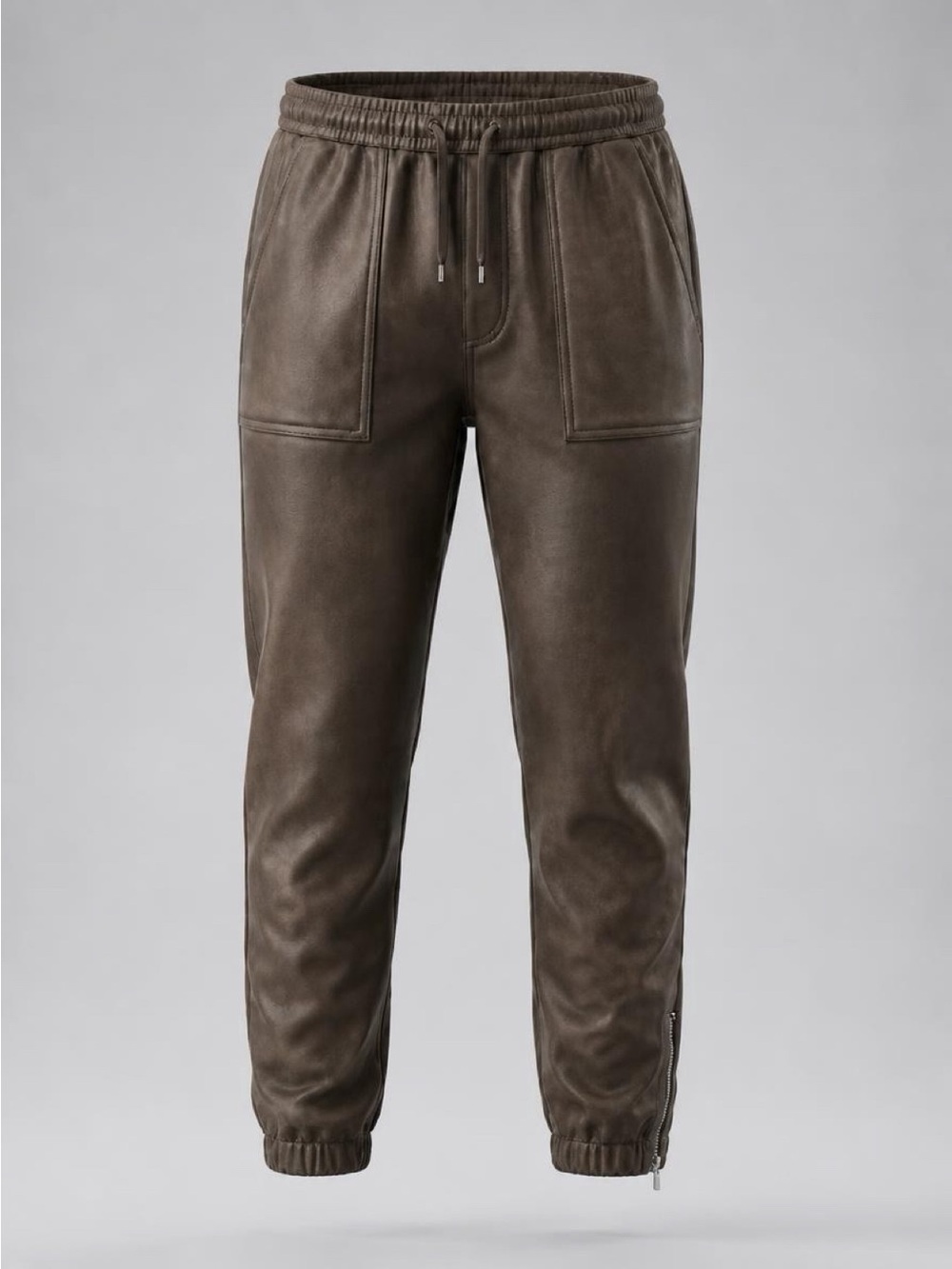 Hudson Jeans Brown Sueded Jogger Pants with Zipper Cuff